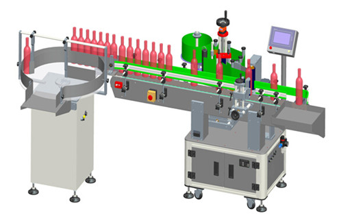 Вертикальные автоматы для этикетирования красного вина с автоматической системой подачи бутылок с круглым поворотным столом